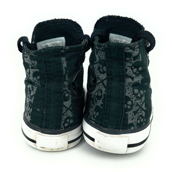 Toddler Boy's Converse All Star Black And Gray Skull High Top Shoes Size 4 - Picture 4 of 8